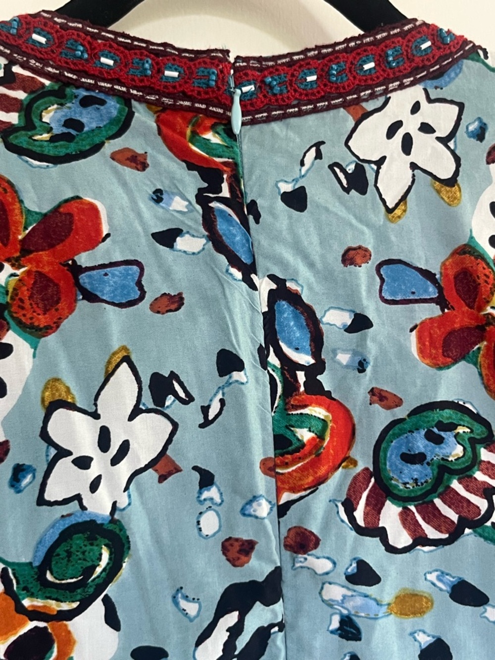 Anthropologie Akemi + Kin Karmina Blue Beaded Floral Paisley Midi Dress Size 4 - Picture 11 of 15